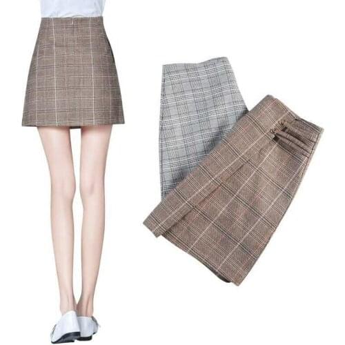 Summer women clothing Chic mini students skirts ins style A-line women skirts plaid one-step korean summer easy match slim skirt