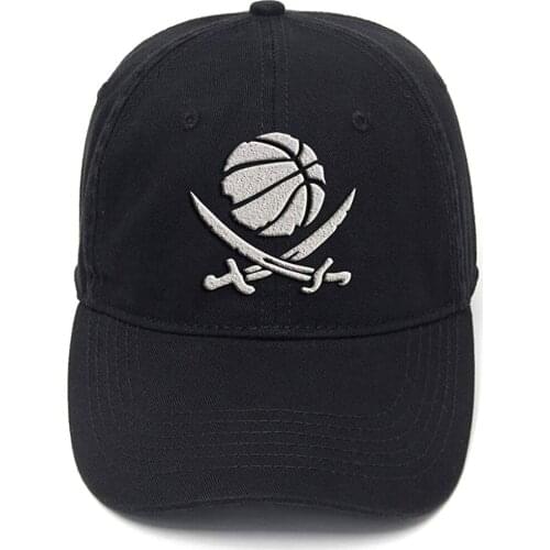 Lyprerazy Pirate Basketball Crossbones Graphic Washed Adjustable Men Women Unisex Hip Hop Cool Flock Printing Baseball Cap