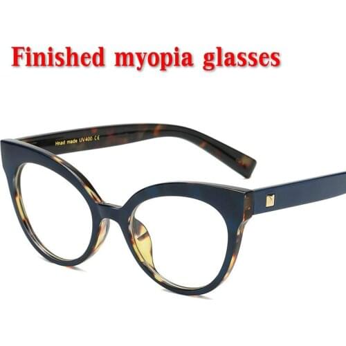 MINCL Fashion Full Frame Finished cat Myopia Glasses Fashion Student Short Sight Eyewear -1.0 -1.5 -2.0 -2.5 -3.0 -3.5 -4.0 NX