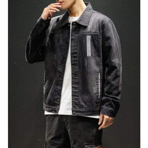 2019 Spring New Mens Denim Jacket Thin Section Printing Large Size Couple Models M-5XL Youth Models Slim