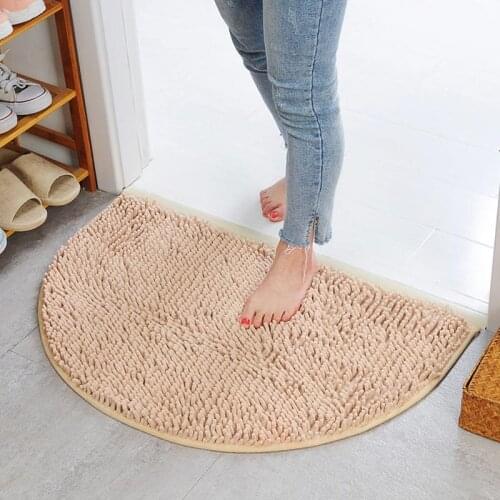 Soft Entrance Doormat Semicircle Dirt Barrier Cushion Solid Color Absorbent Non-slip Foot Pad No Shedding Carpet For Living Room