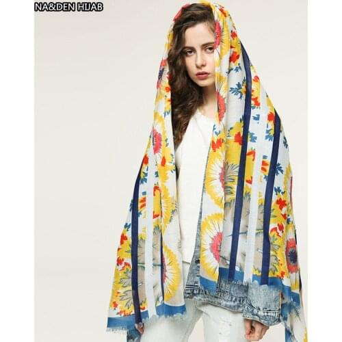 NEW women fasion scarves Beautiful flower print Sun flower pattern Cotton Blends muslim hijab scarf shawl foulard 10pcs/lot