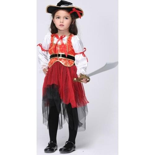 New Halloween Costume For Kids Sea Pirate Princess Cosplay Child Anime Costumes Show Girl Carnival Party Dancing Sailor Clothing