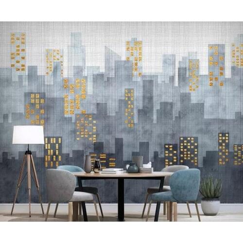 Beibehang Nordic minimalist city architecture wallpaper TV sofa background wall 3d living room bedroom decoration 3d wallpaper