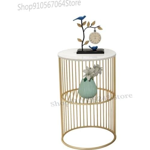 Custom Nordic Sofa Corner Table Small Coffee Table Marble Simple Living Room Bedside Table Ins Light Luxury Sofa Side Cabinet