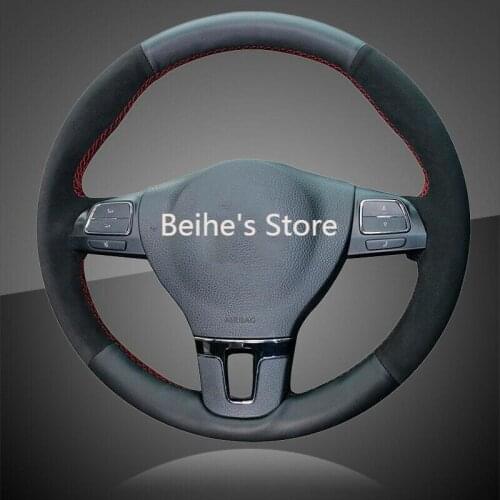 Car Hand Stitched Auto Braid On The Steering Wheel Cover for VW Tiguan Passat CC
