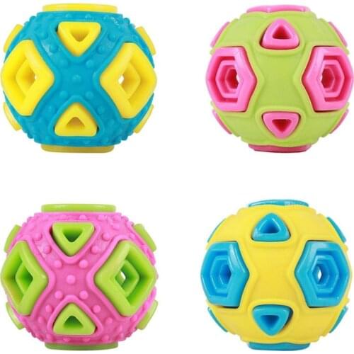 Rubber Ball Toys For Puppy Funny Sounding Molar Tooth Cleaning Dog Toy Snack Leaking Ball For Dogs Pet Puppies