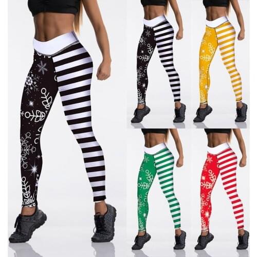 Christmas High Waist Elasticity Women Printed Snowflakes Cute Pretty Leggings Workout Leggings Women Pants
