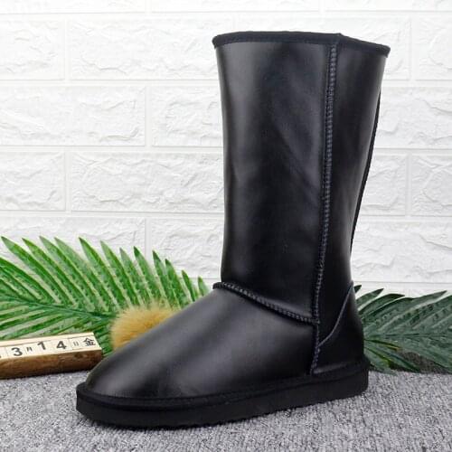 High Quality Waterproof Genuine Leather Snow Boots Women Fashion Thick Plush Warm Winter Boots Australian Classic Long Boots