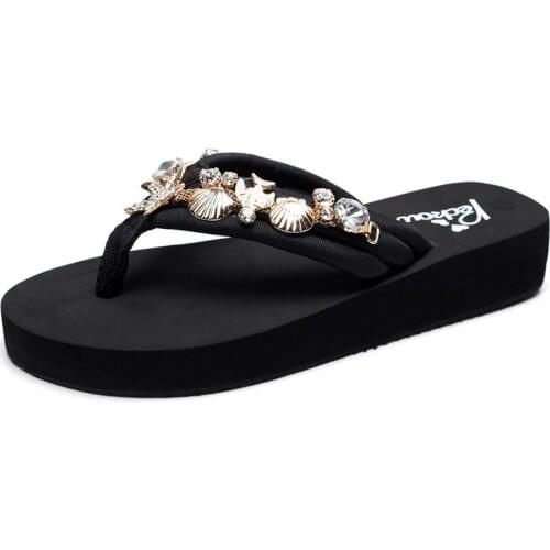 Summer sandals women sandals new platform rhinestone shoes outdoor beach slippers rubber bottom non-slip flip flop women