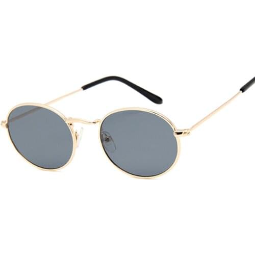Retro Small Frame Sunglasses Women Oval Mirror Metal Sun Glasses Female Vintage Brand Designer Lunette De Soleil Femme