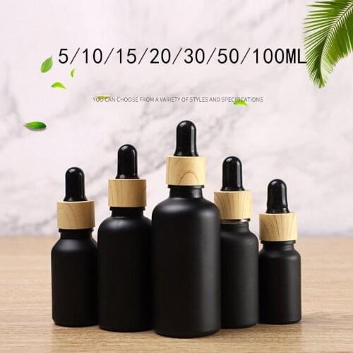 300pcs 5/10/15/20/30/50/100ml Dropper Glass Bamboo Cover Aromatherapy Liquid for Essential Massage Oil Pipette Refillable Bottle