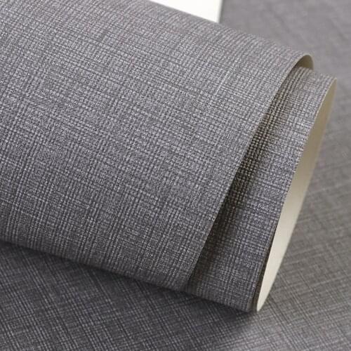 Navy Blue / Green / Grey Flax Texture Plain Wallpaper Modern Simple Dark Solid Color Non Woven Grasscloth Wall Paper