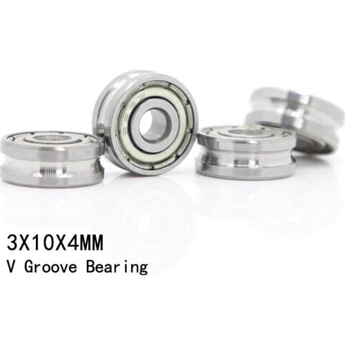 V031004 ( 4PCS ) V Groove Sealed Ball Bearing 3*10*4 mm Pulley Wheel Bearings V1/0.4 2/0.4 Guide Track Rlooer Bearing