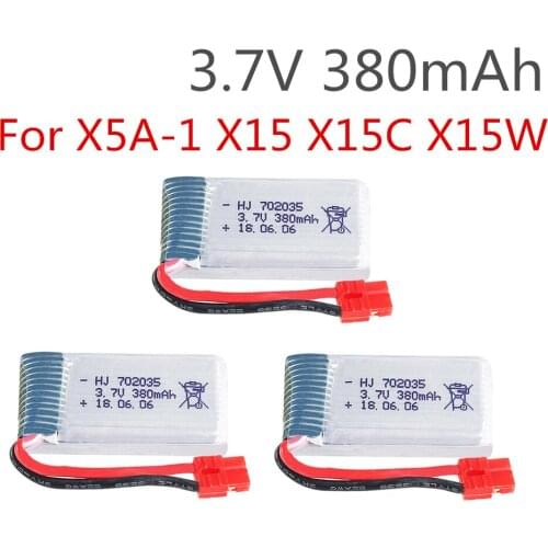 RC spare parts 3PCS 3.7V 380mah LiPo battery for SYMA X5A-1 X15 X15C X15W remote control Quadcopter Helicopter