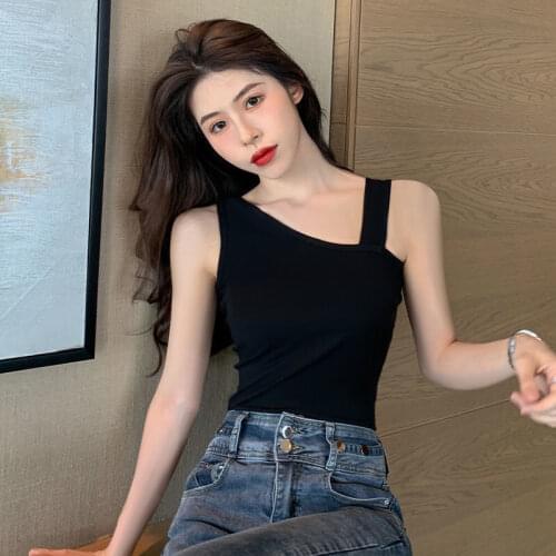 Camisole womens slanted shoulder slimming slimming plus size blouse for spring and summer