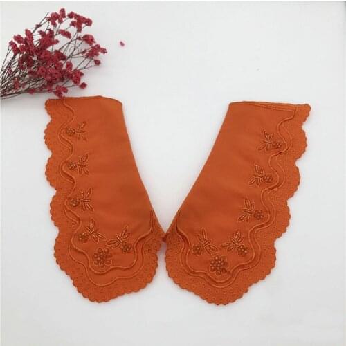 2021 Women Neckwear Tie Chiffon Cotton Bead Neckline Fake Collar Rhinestone Detachable False Collar Removable Lapel Blouse Tops