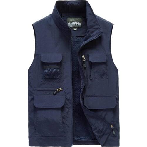 Autumn Big Size Mens Vest Multi-Pocket Casual Multi-Color Stand-up Collar Jacket Photography Outdoor Vest 7XL