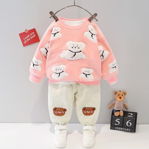 Baby Girls Winter Christmas Clothes Kids Costumes clothing set Plus Cashmere Pullover Sweet Top + Pants 2pcs