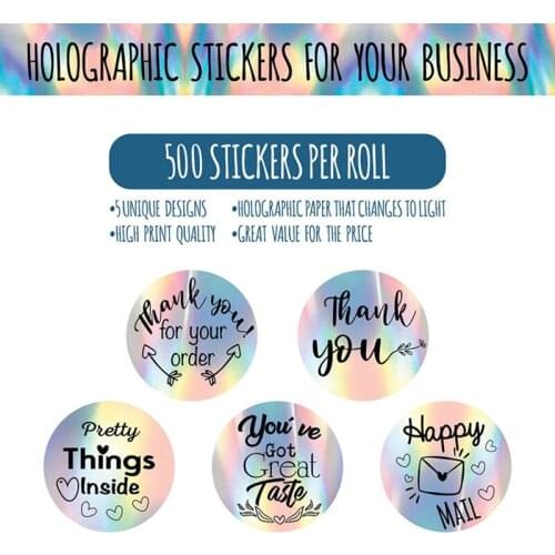 1/1.5" Thank You for Supporting My Small Business Sticker 6 Design for Small Business Owners Online Sellers 500pcs/Roll Tape