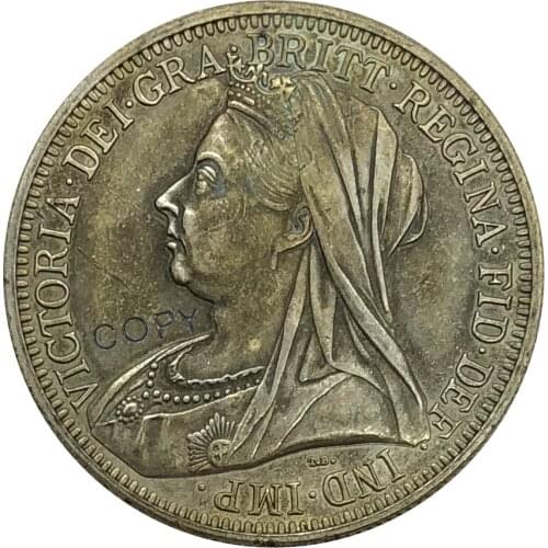 1895 Great Britain 1 Florin Two Shillings Cupronickel Plated Silver Copy Coin