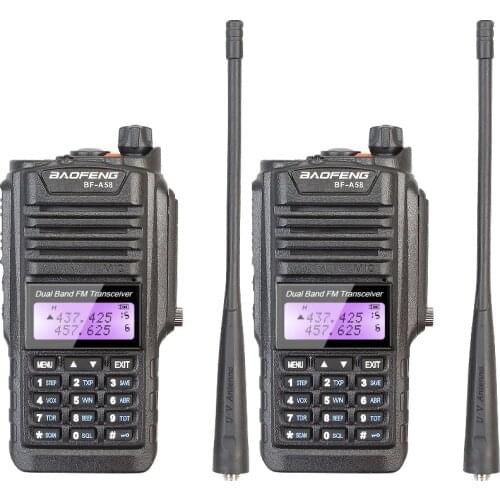 2PCS Original Baofeng Walkie Talkie BF-A58 5W 128CH Dual Band Flashlight IP57 Waterproof Dustproof Two Way Radio Free Headset