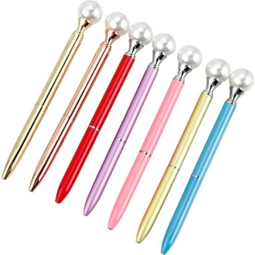 30Pcs New Style Pearl Metal Ballpoint Pen Spinning Oil Ball Pen Creative Stationery Gift Office Accessories Student Supplies