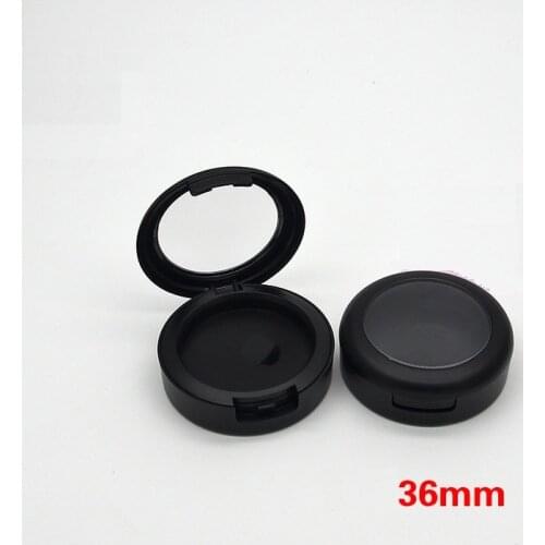 36mm Frost Black Empty Blusher Cosmetic Compact Box Plastic Eyeshadow Case Clear Cap Cosmetic Powder Container Lipstick Pallette