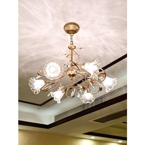 American luxury flower glass chandelier living room dining room bedroom European retro pastoral romantic Chandelier