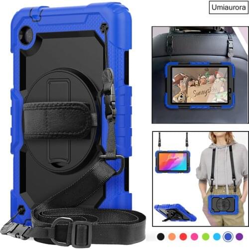 Armor Shockproof Tablet Cover Fundas for Huawei MatePad T8 8.0 Mediapad T5 10 10.1 Case Coque Hard Silicone Stand Shell + Strap