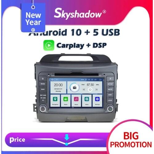Carplay DSP PX6 IPS Car DVD Player Android 10 4GB + 64GB GPS Map Wifi RDS auto Radio Bluetooth For Kia SPORTAGE 2010 2011 2012