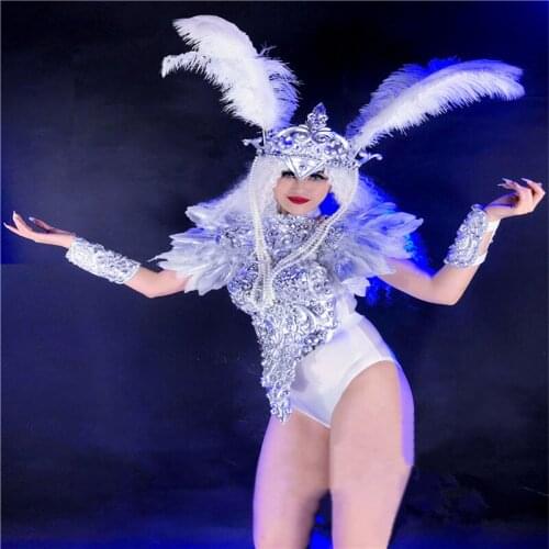 DC43 DJ ballroom dance costumes sexy women robot dress bar catwalk perforamnce wears cloth silver armor models suit singer party