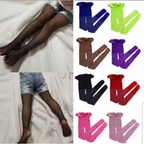Kids Stockings Crystals Mesh Tights For Girls Fashion Fishnet Stockings Girls Summer Hollow Out Children Pantyhose High Elastic