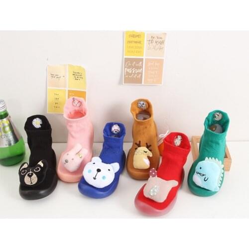 Children Anti-slip Shoes Newborn Baby Girl Cotton Non-slip Floor Socks Baby Boy Rubber Sole Cartoon Indoor Socks Infant Shoes