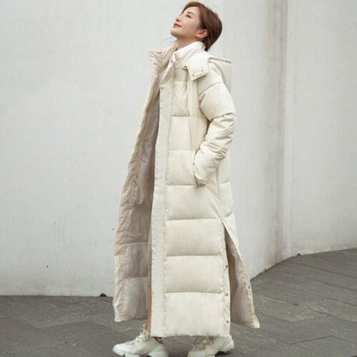 X-Long Parkas Female Winter Solid Thick Womens Jacket 2021 Hooded Stand Collar Loose Cotton Padded Causal Coat Ladies Outerwear