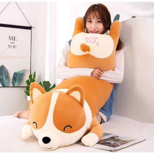 Giant Cute Corgi Dog Plush Pillows Stuffed Soft Down Cotton Animal Kids Toys Kawaii Shiba Inu Dolls for Children Birthday Gift