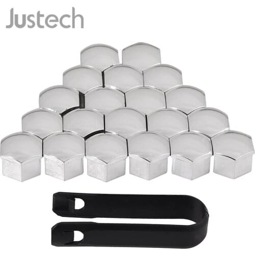 Justech 20pcs 17mm Alloy Wheel Nut Bolt Head Cover Cap Chrome Hub Screw Protector Covers Caps For VW Nissan Opel Fiat Renault