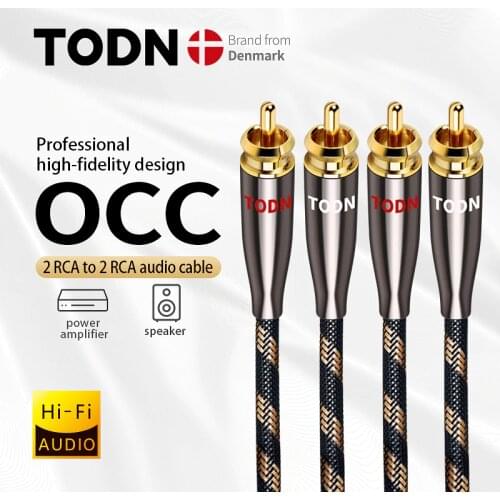 TODN 1 Pair RCA Cable 99.999% OCC Stereo RCA Cable High-performance Premium Hi-Fi Audio 2RCA to 2RCA Mixer Interconnect Cable T