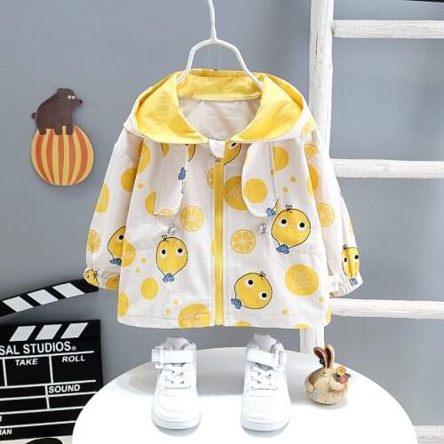 Infant Baby Jacket Spring Autumn Baby Fashion Lemon Print Windbreaker Toddler Boy Girl Clothes Hooded Zipper Children Jacket