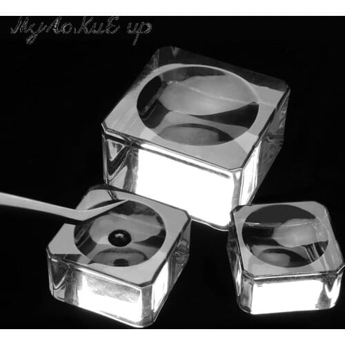 Square Crystal Glass Gasket False Eyelash Stand Glue Pad 4 size Glue Holder Eyelashes Adhesive Pallet Paste Glue Pad Makeup Tool