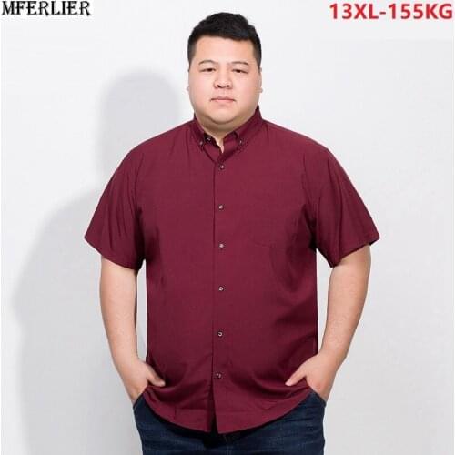 Summer men Party dress shirts short sleeve large size big 5XL 8XL 9XL 10XL 12XL 66 68 70 72 74 home formal red office pink shirt
