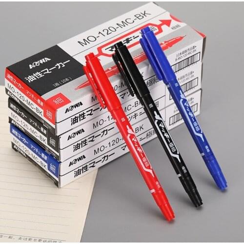 10 Pcs Double Head Oily Markers Brush Pen Non-Erasable Waterproof Sketch Based 53CC