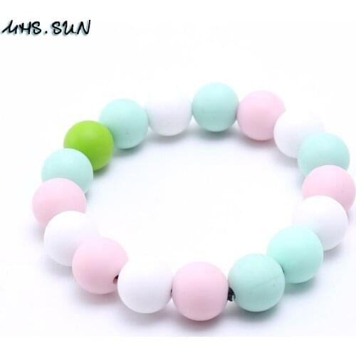 MHS.SUN cute baby silicone beads bracelet teething chewing toy newborn teether bracelets nursing jewelry 1pc/lot food grade
