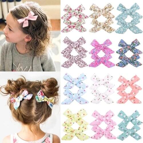 MISANANRYNE Kids Girls Boutique Grosgrain Ribbon Printed Bows Hair Clip Children Handmade Hair Bows Hairpin Hair Accessories