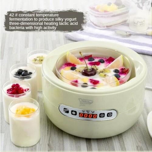 220V Multifunction Automatic Yogurt Maker Machine Natto Rice Wine Yogurt DIY Tools Fermentation Machine 1L Glass Linner