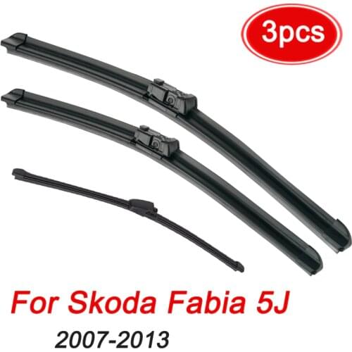 MIDOON Windshield Windscreen Wiper Blades Set For Skoda Fabia 5J Hatchback Front + Rear 2007 2008 2009 2010 2011 2012 2013