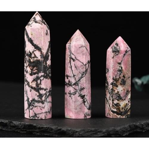 1PC Natural Rhodochrosite, Crystal Dot Wand Healing Stone, Energy Ore Crafts Quartz Stone Stick Home Decoration