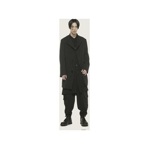 New Lovers Yamamoto style dark medium-length trench coat minimalist fashion jacket