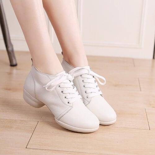 Dancing Shoes 8508 Spring New Dancing Shoes Square Dance Shoe Genuine Leather Mid Heel Sailor Ms Damping Breathable Non-slip