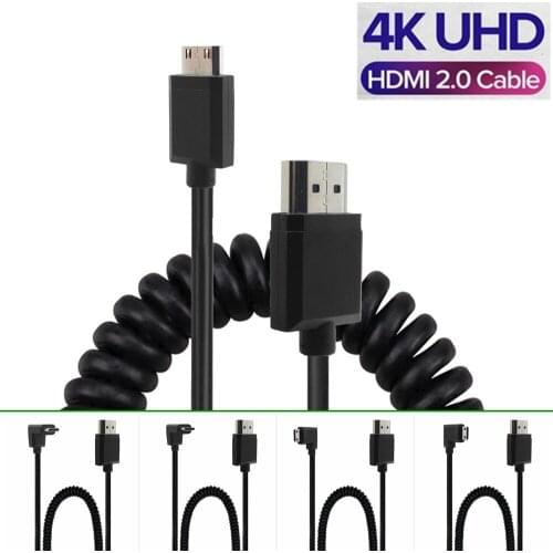 OD 3.0mm Super Soft Thin HDMI-compatible to Mini HDMI male stretch Spring Cable 2k 4k hd @60hz Light-weight Portable